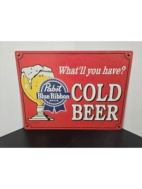 Pabst Blue Ribbon PBR Cold Beer Metal Sign 24x18